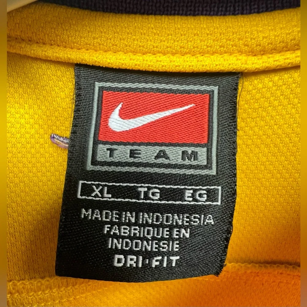 Nike-NBA‎ Adult LA Lakers Yellow/Purple Warm Up Zip -Size:XL,snag bottom front